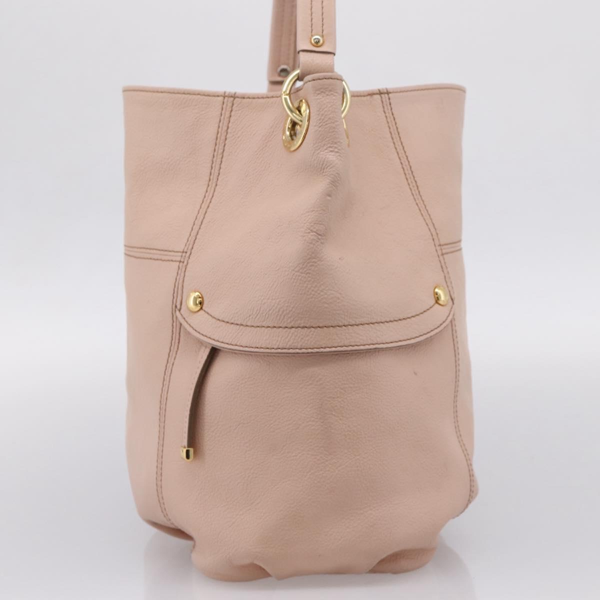 BURBERRY Blue Label Tote Bag Leather Beige Gold Auth bs37492