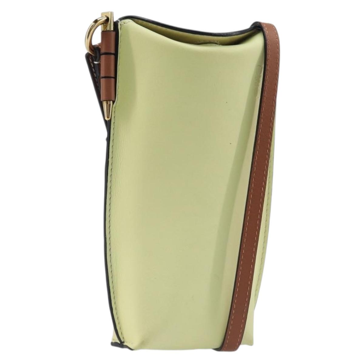 LOEWE Smartphone Shoulder Gate Pocket Bag Leather Yellow Gold Auth bs37493