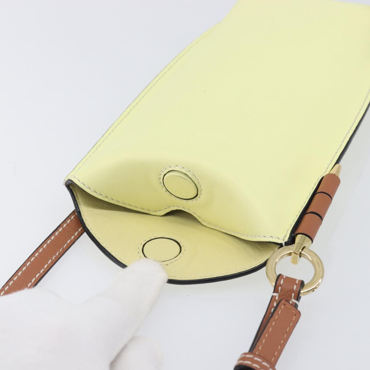 LOEWE Smartphone Shoulder Gate Pocket Bag Leather Yellow Gold Auth bs37493