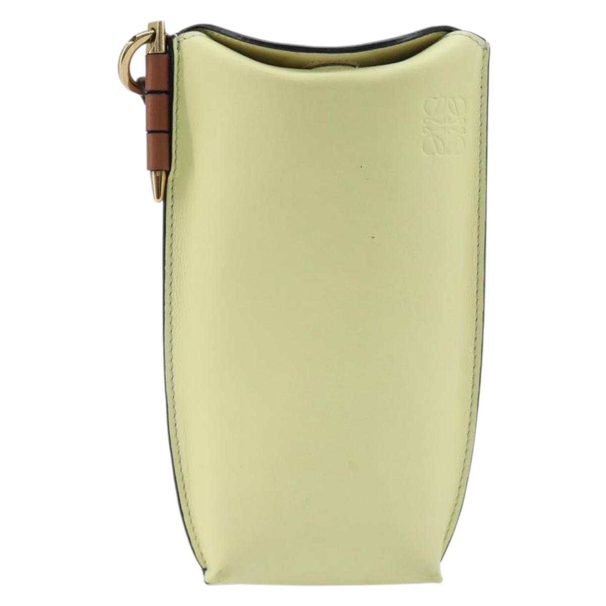 LOEWE Smartphone Shoulder Gate Pocket Bag Leather Yellow Gold Auth bs37493