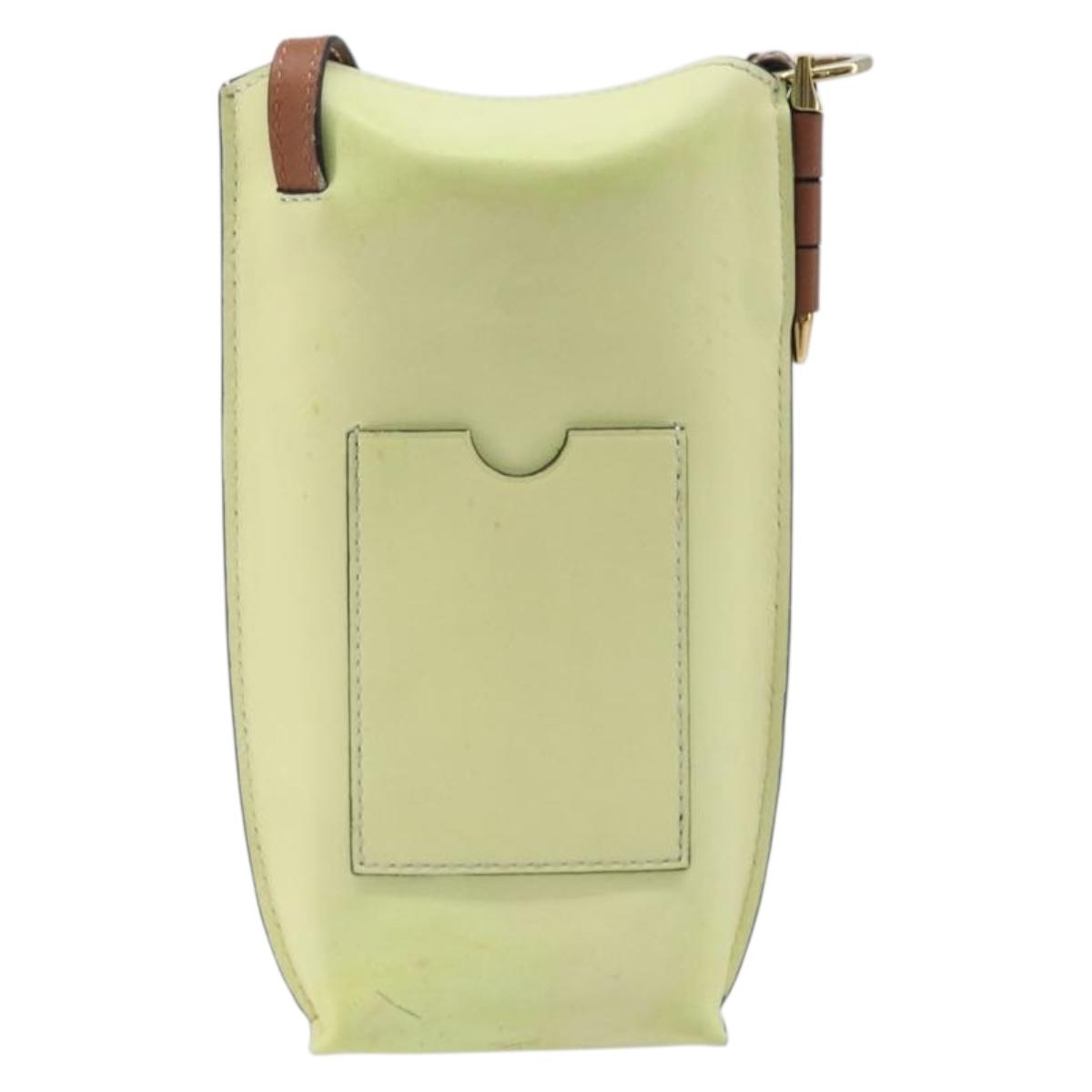 LOEWE Smartphone Shoulder Gate Pocket Bag Leather Yellow Gold Auth bs37493
