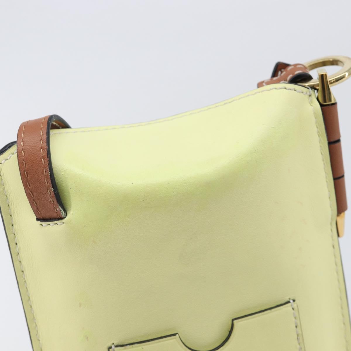 LOEWE Smartphone Shoulder Gate Pocket Bag Leather Yellow Gold Auth bs37493