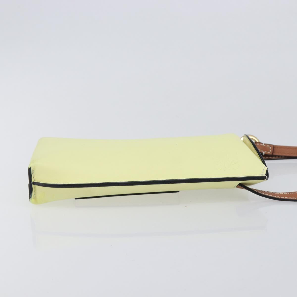LOEWE Smartphone Shoulder Gate Pocket Bag Leather Yellow Gold Auth bs37493