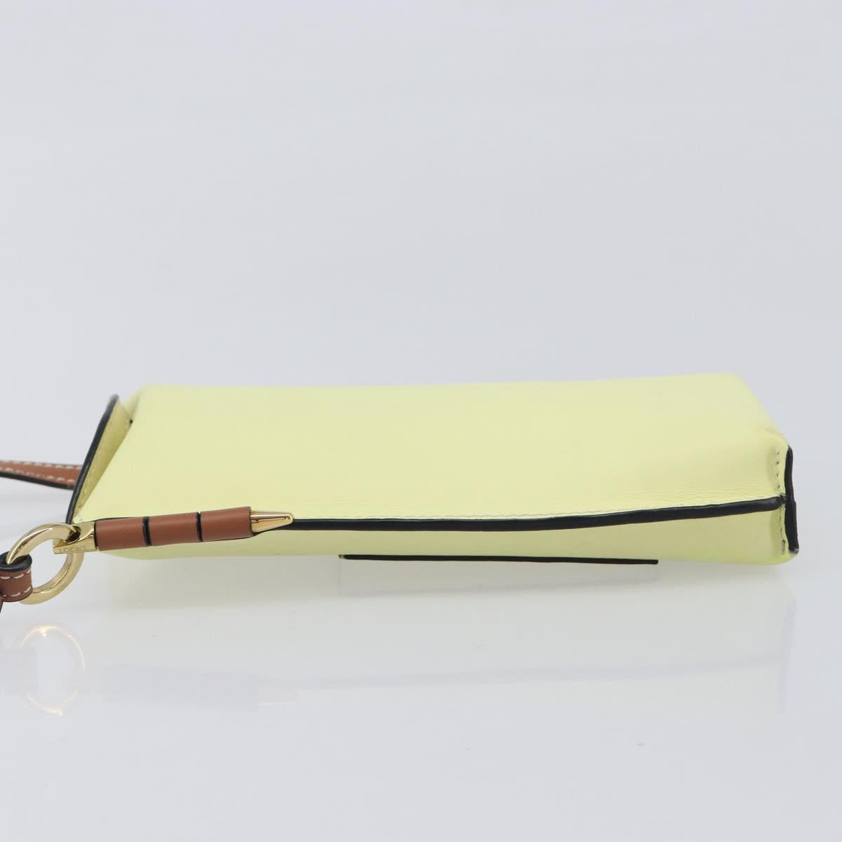 LOEWE Smartphone Shoulder Gate Pocket Bag Leather Yellow Gold Auth bs37493