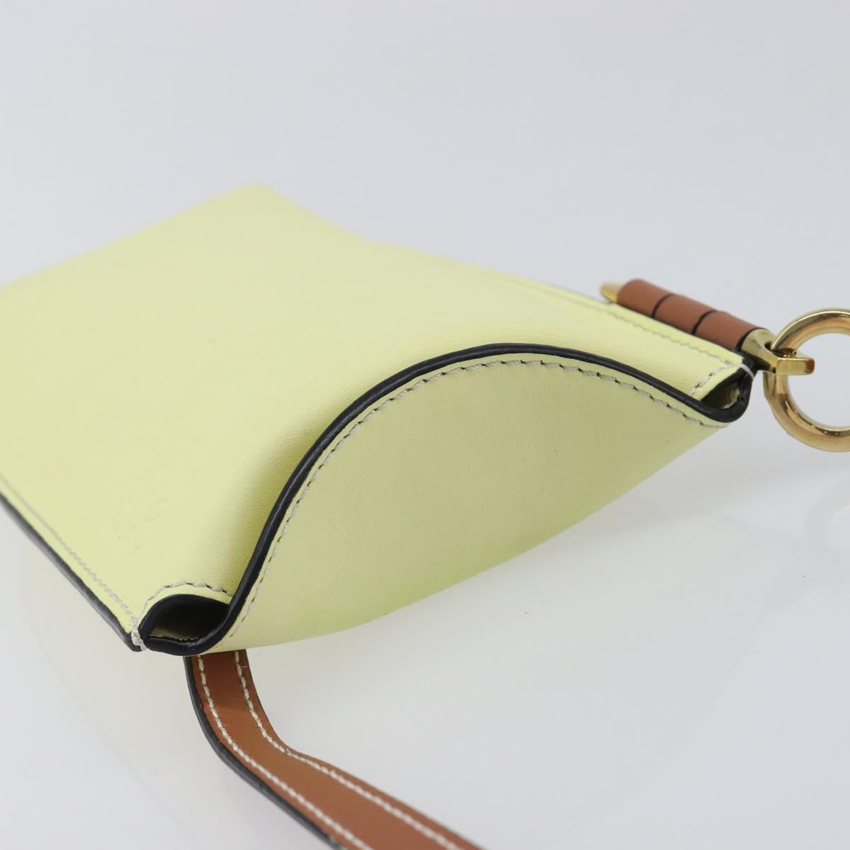 LOEWE Smartphone Shoulder Gate Pocket Bag Leather Yellow Gold Auth bs37493