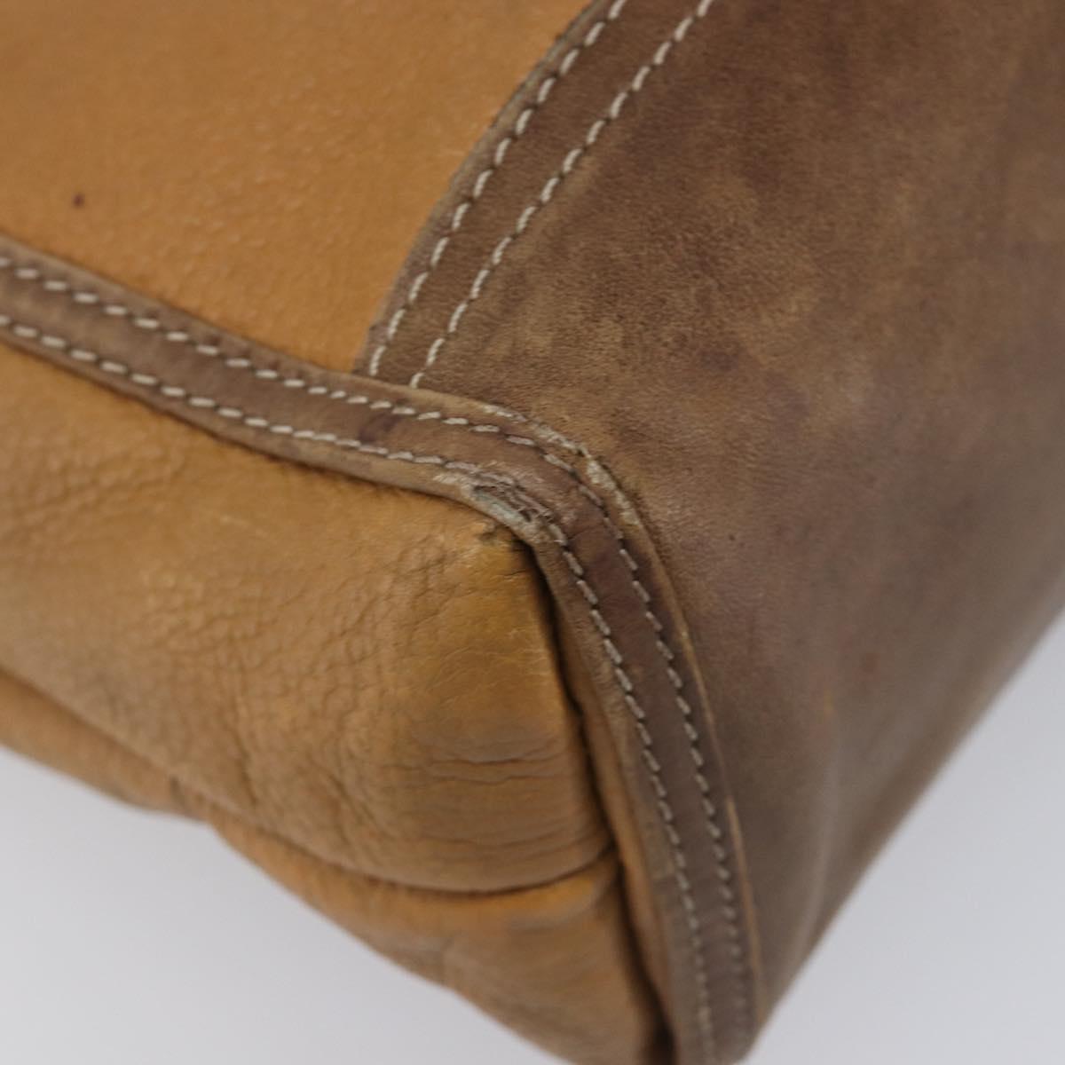 LOEWE Tote Bag Leather Brown Gold Auth bs37495