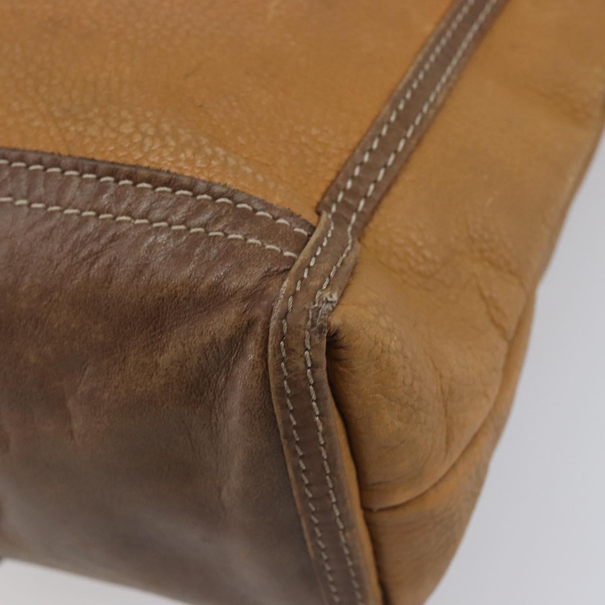 LOEWE Tote Bag Leather Brown Gold Auth bs37495