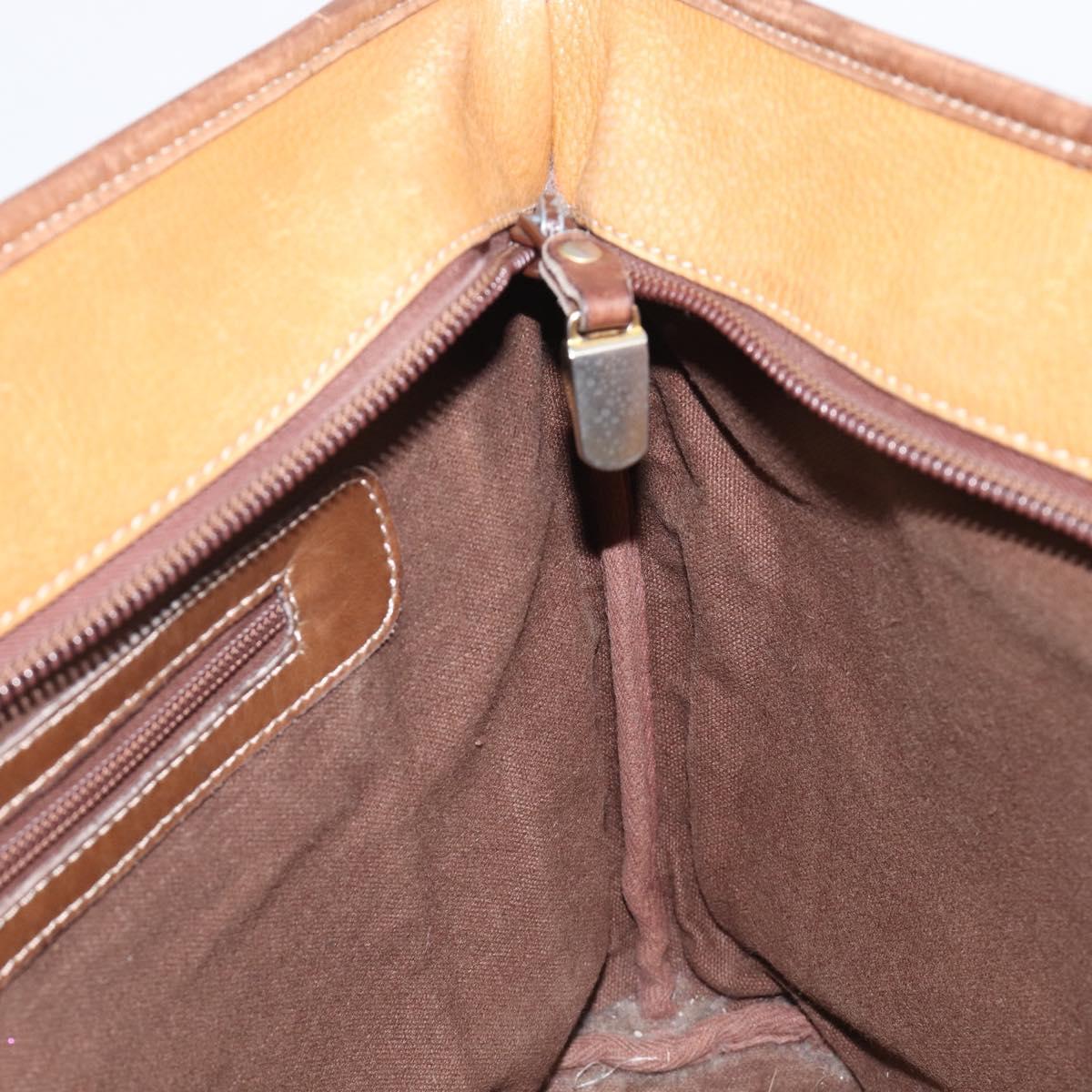 LOEWE Tote Bag Leather Brown Gold Auth bs37495