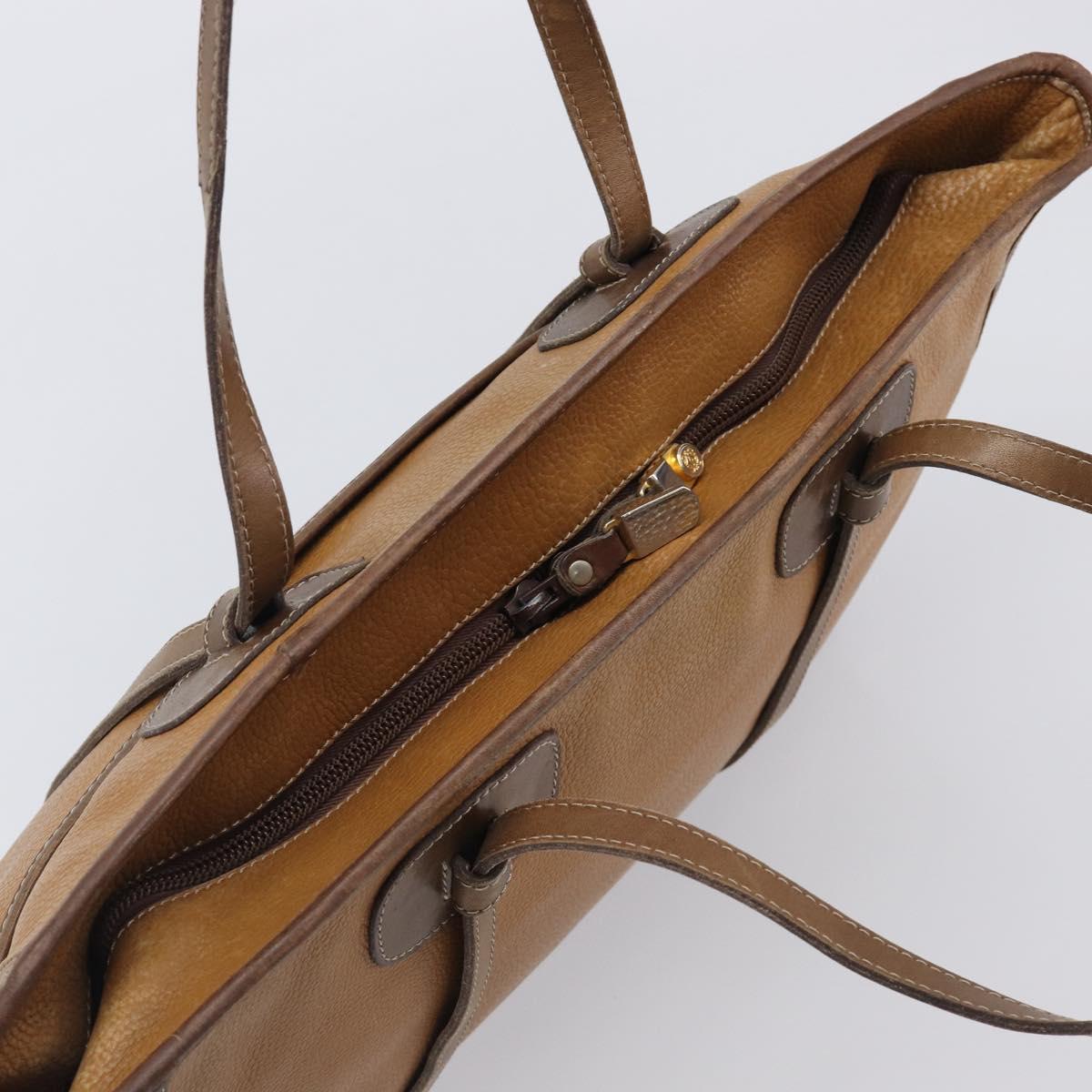 LOEWE Tote Bag Leather Brown Gold Auth bs37495