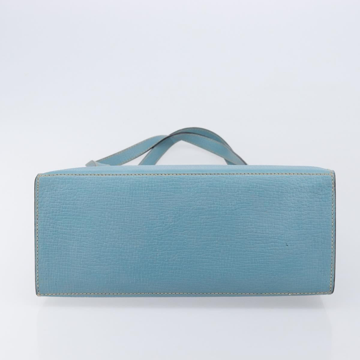 LOEWE Tote Bag Leather Light Blue Gold Auth bs37496A