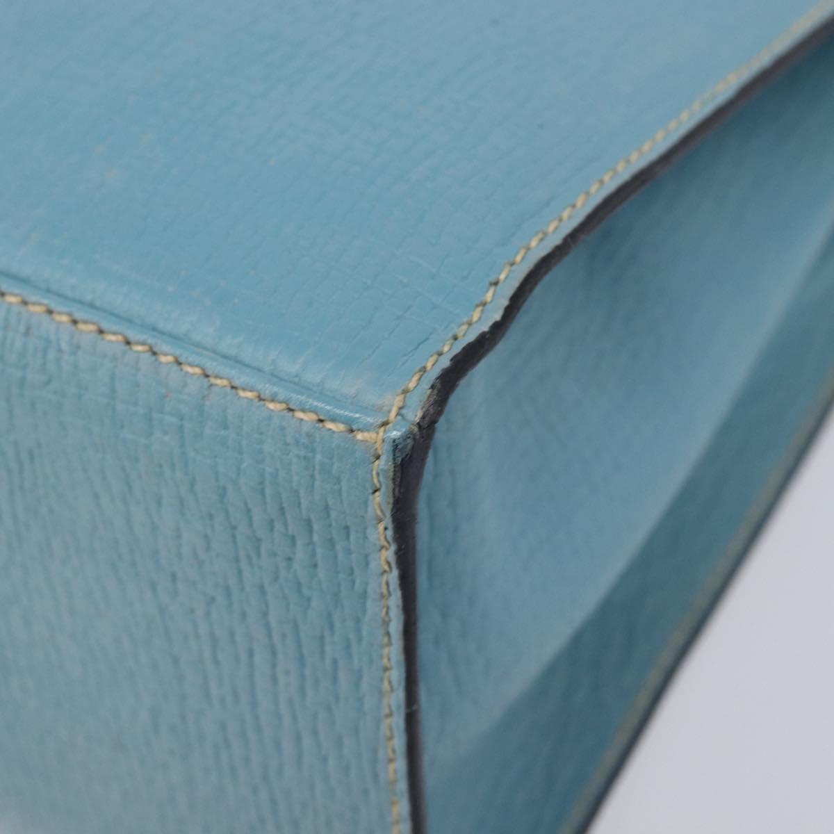 LOEWE Tote Bag Leather Light Blue Gold Auth bs37496A