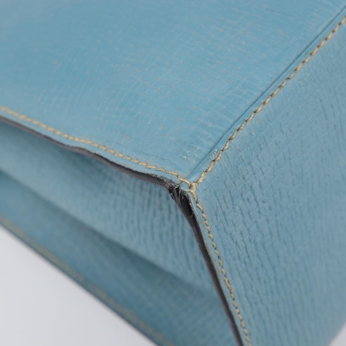 LOEWE Tote Bag Leather Light Blue Gold Auth bs37496A