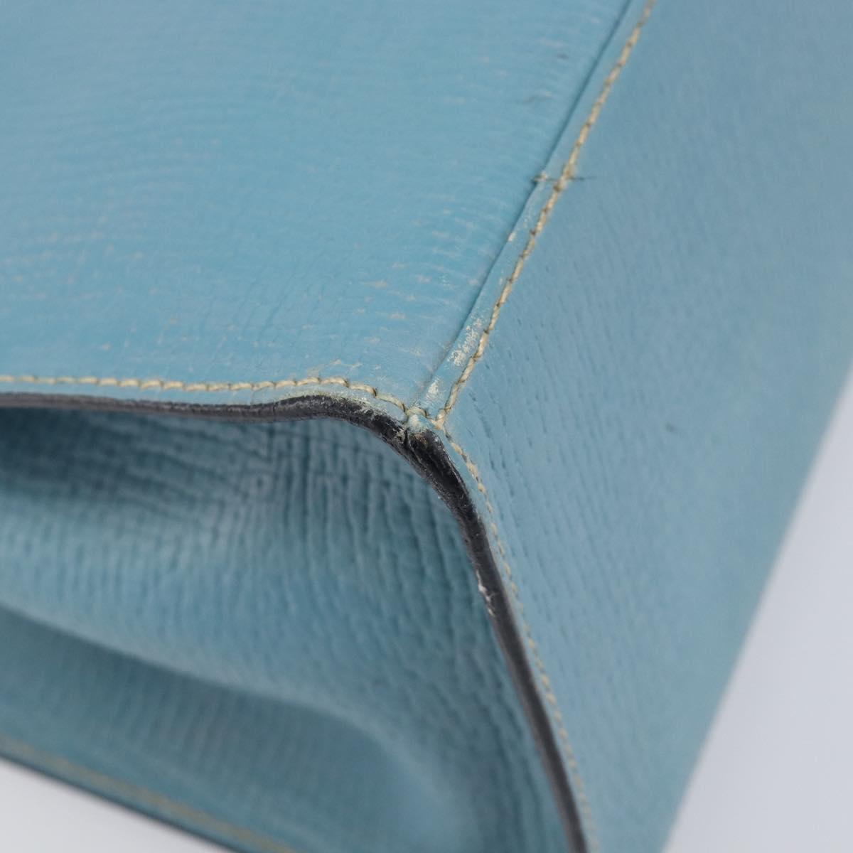 LOEWE Tote Bag Leather Light Blue Gold Auth bs37496A