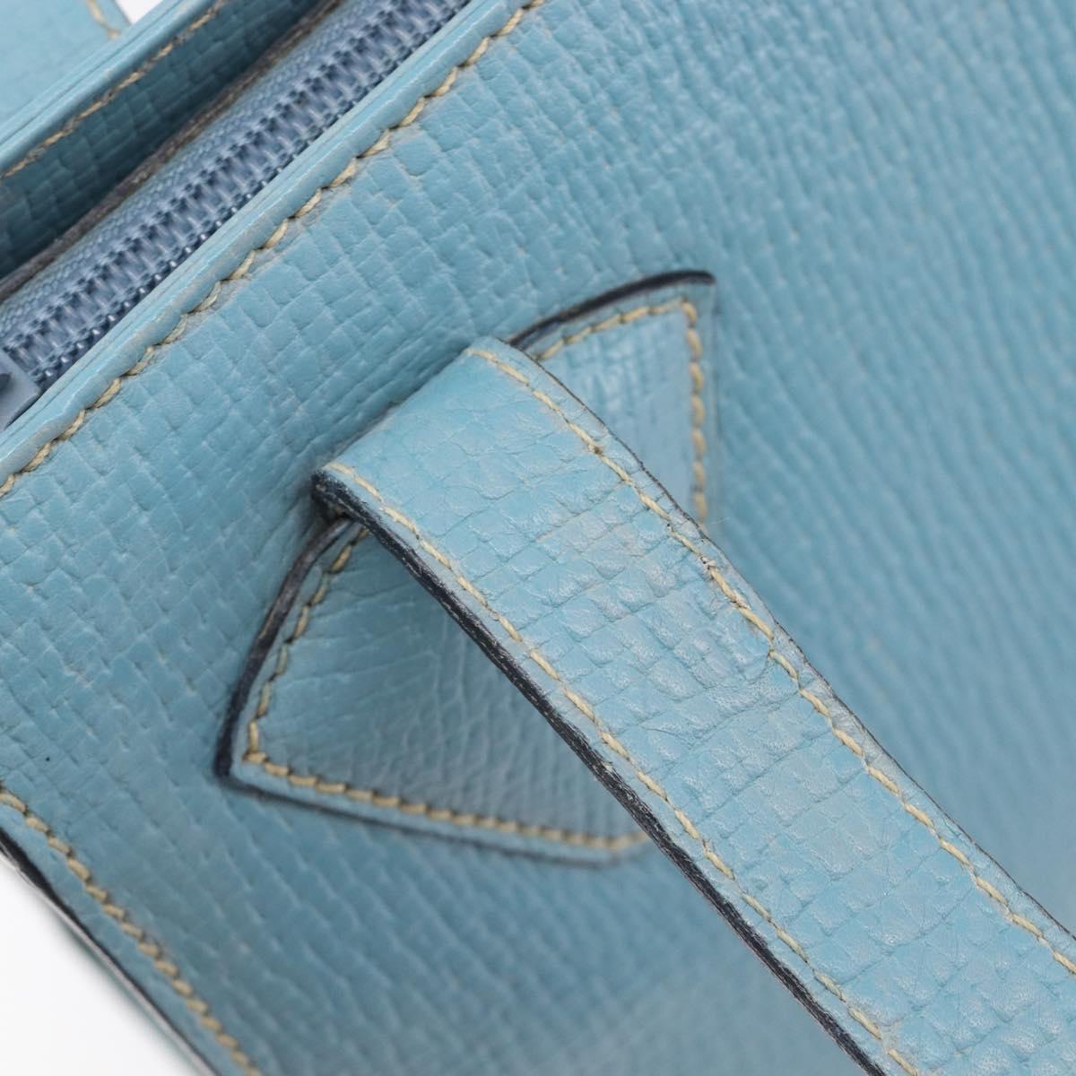 LOEWE Tote Bag Leather Light Blue Gold Auth bs37496A