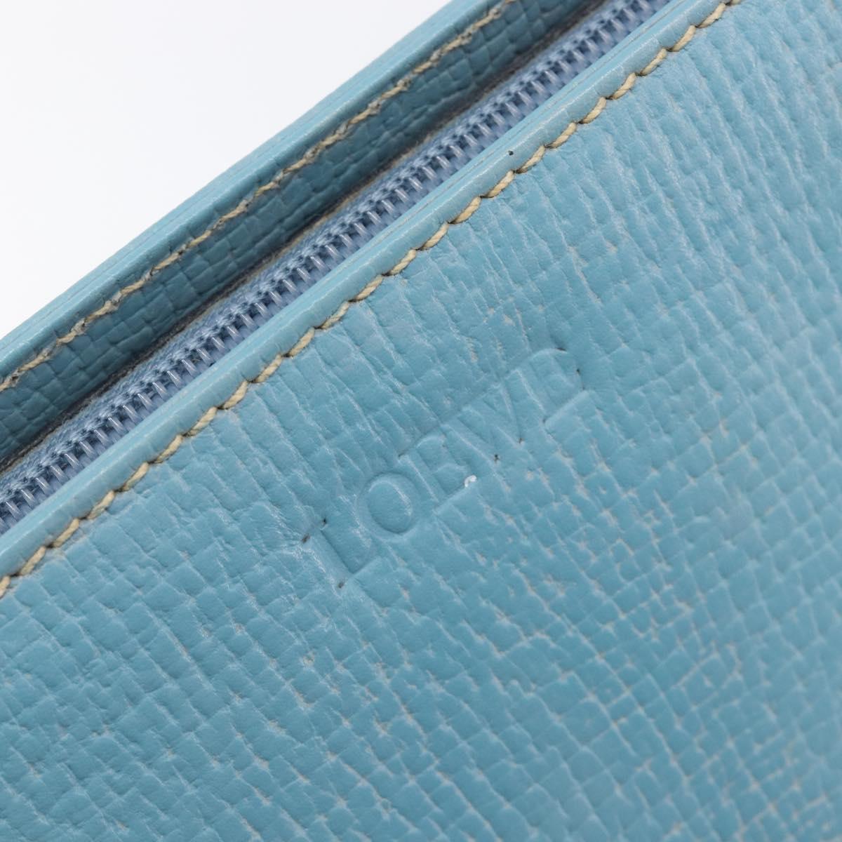 LOEWE Tote Bag Leather Light Blue Gold Auth bs37496A