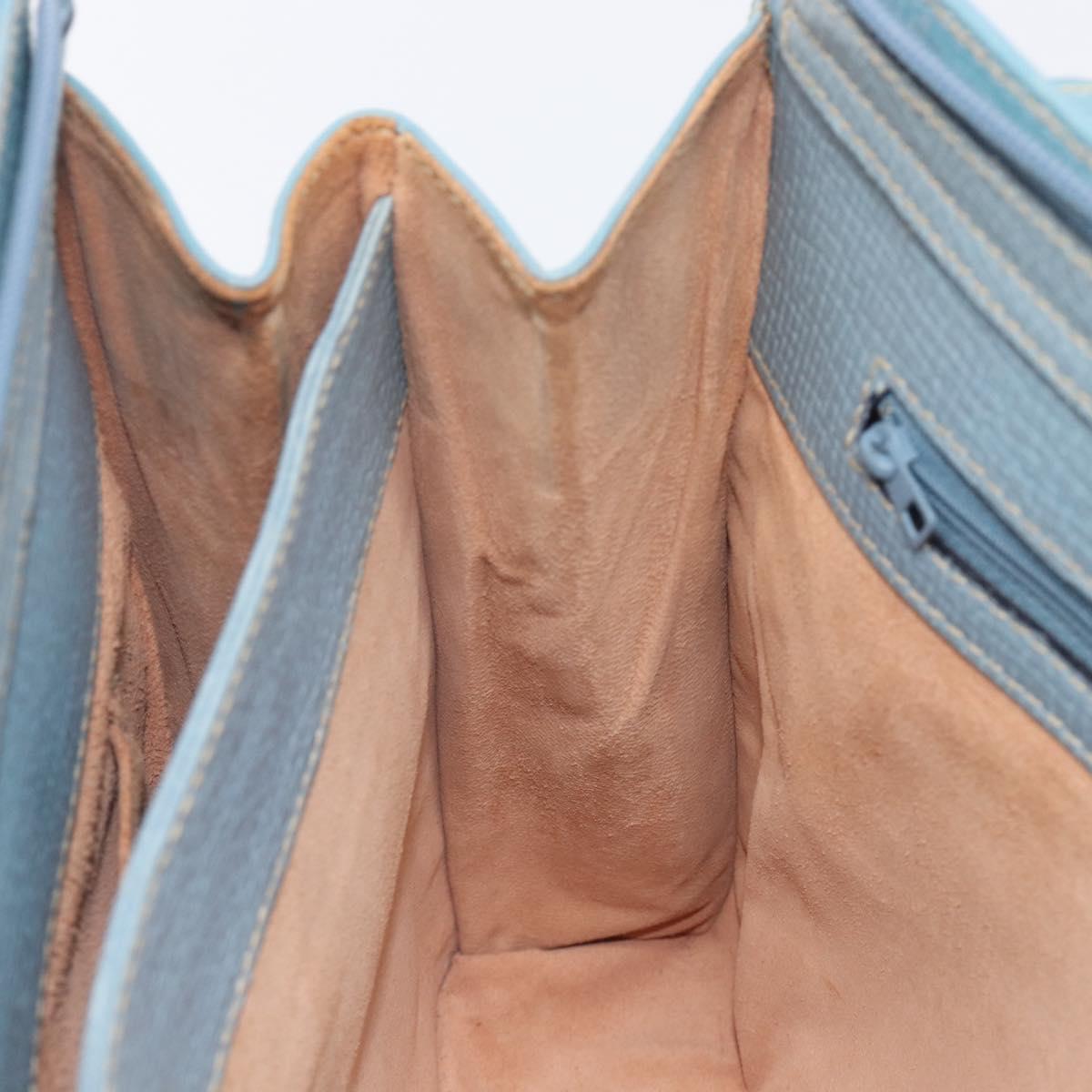 LOEWE Tote Bag Leather Light Blue Gold Auth bs37496A