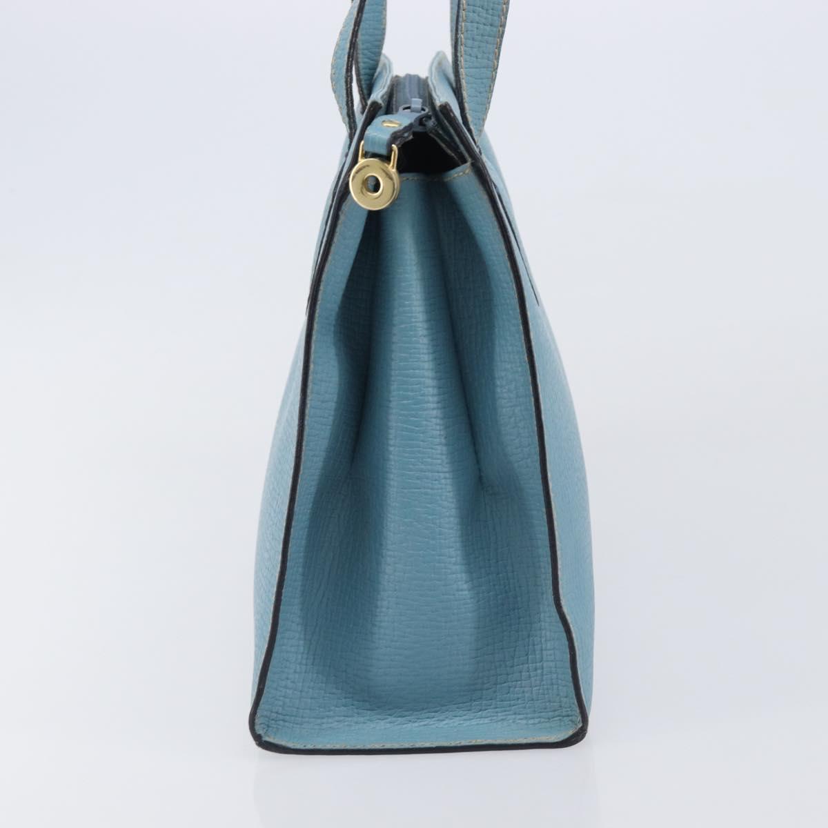 LOEWE Tote Bag Leather Light Blue Gold Auth bs37496A