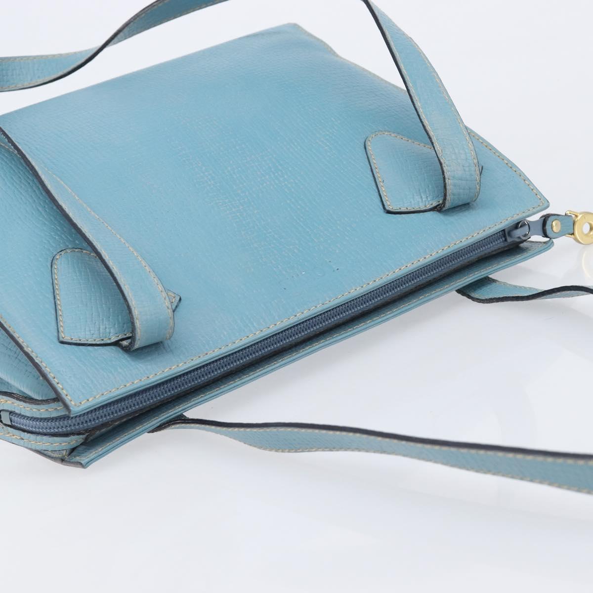 LOEWE Tote Bag Leather Light Blue Gold Auth bs37496A