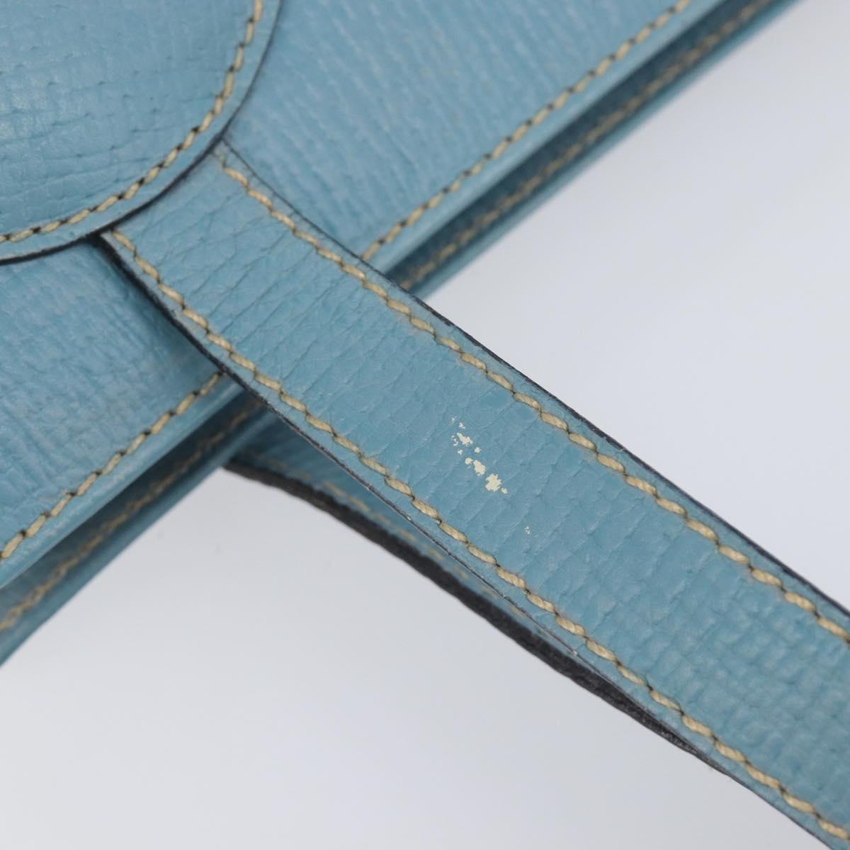 LOEWE Tote Bag Leather Light Blue Gold Auth bs37496A