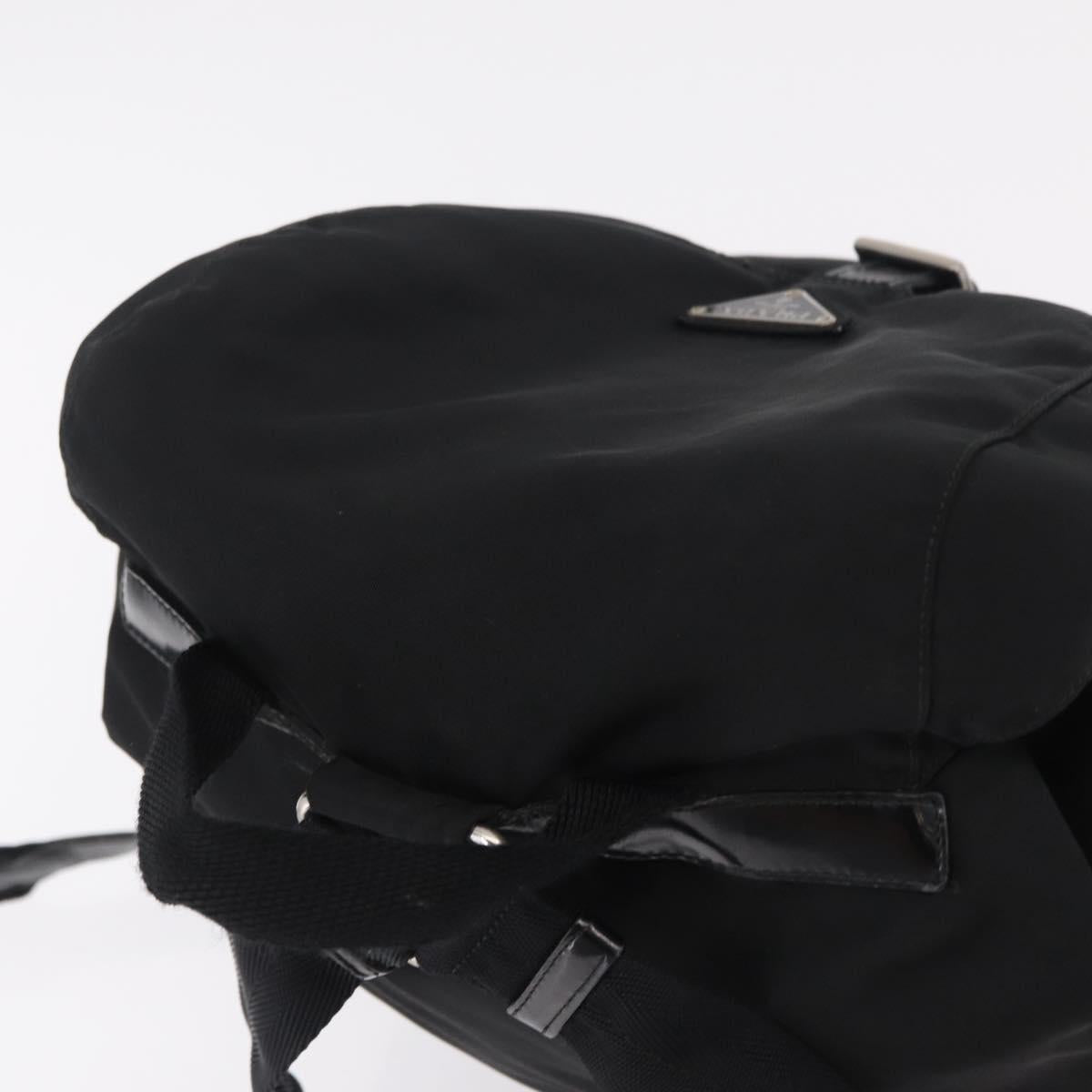 PRADA Backpack Nylon Black Silver Auth bs37501