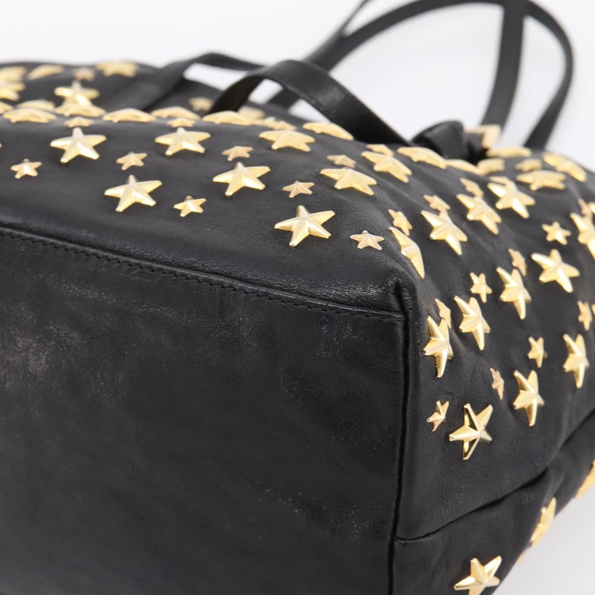 Jimmy Choo Studs Tote Bag Leather Black Gold Auth bs37502