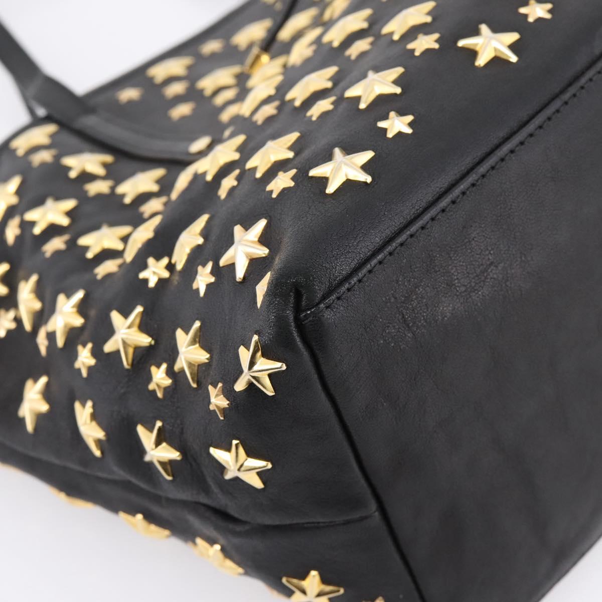 Jimmy Choo Studs Tote Bag Leather Black Gold Auth bs37502