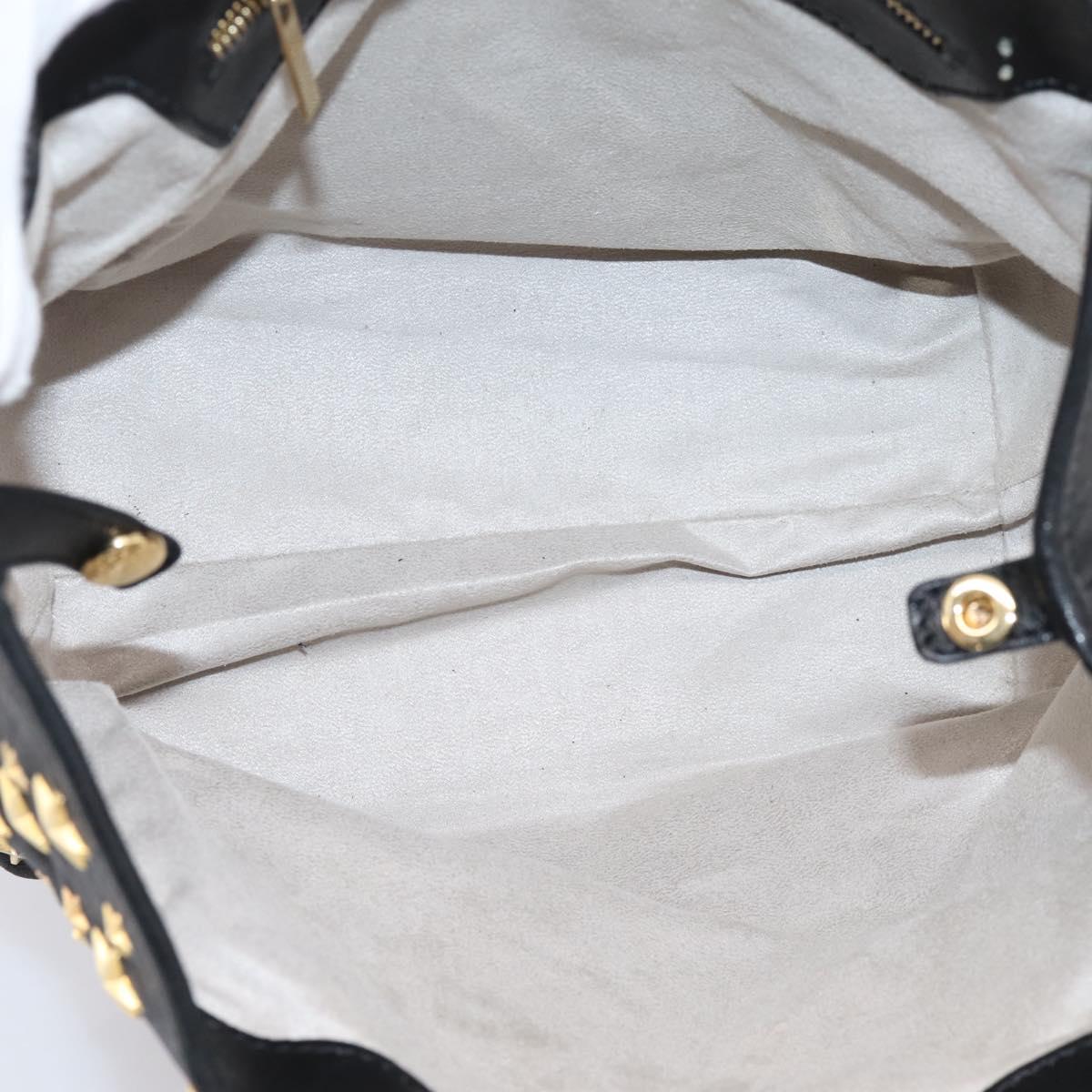 Jimmy Choo Studs Tote Bag Leather Black Gold Auth bs37502
