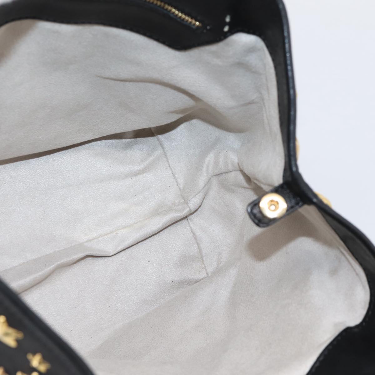 Jimmy Choo Studs Tote Bag Leather Black Gold Auth bs37502