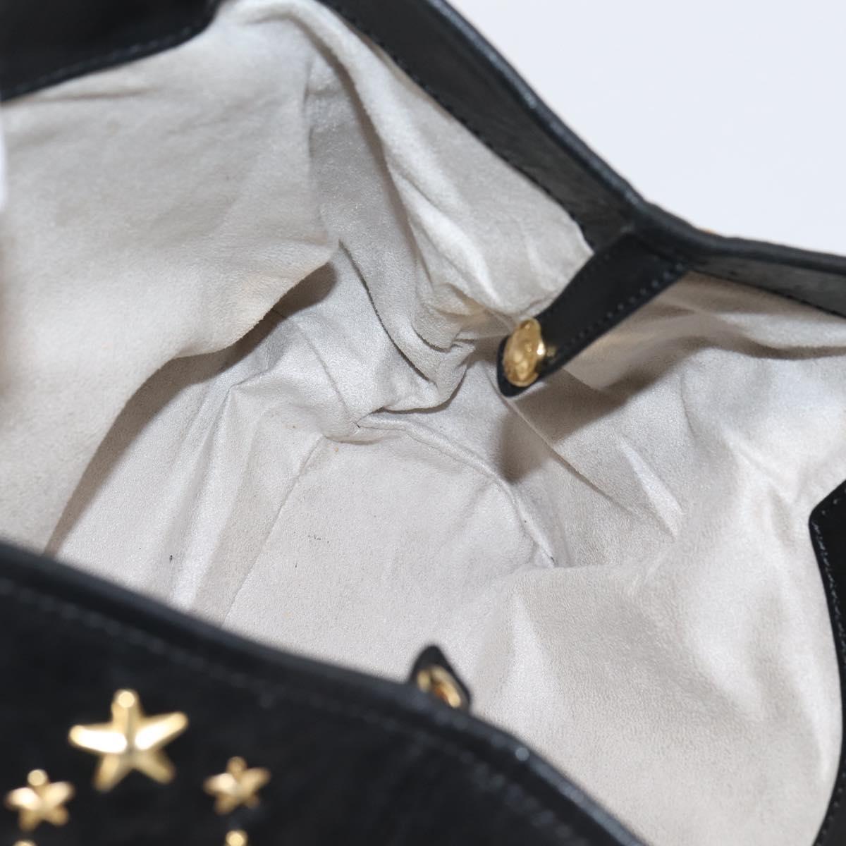 Jimmy Choo Studs Tote Bag Leather Black Gold Auth bs37502