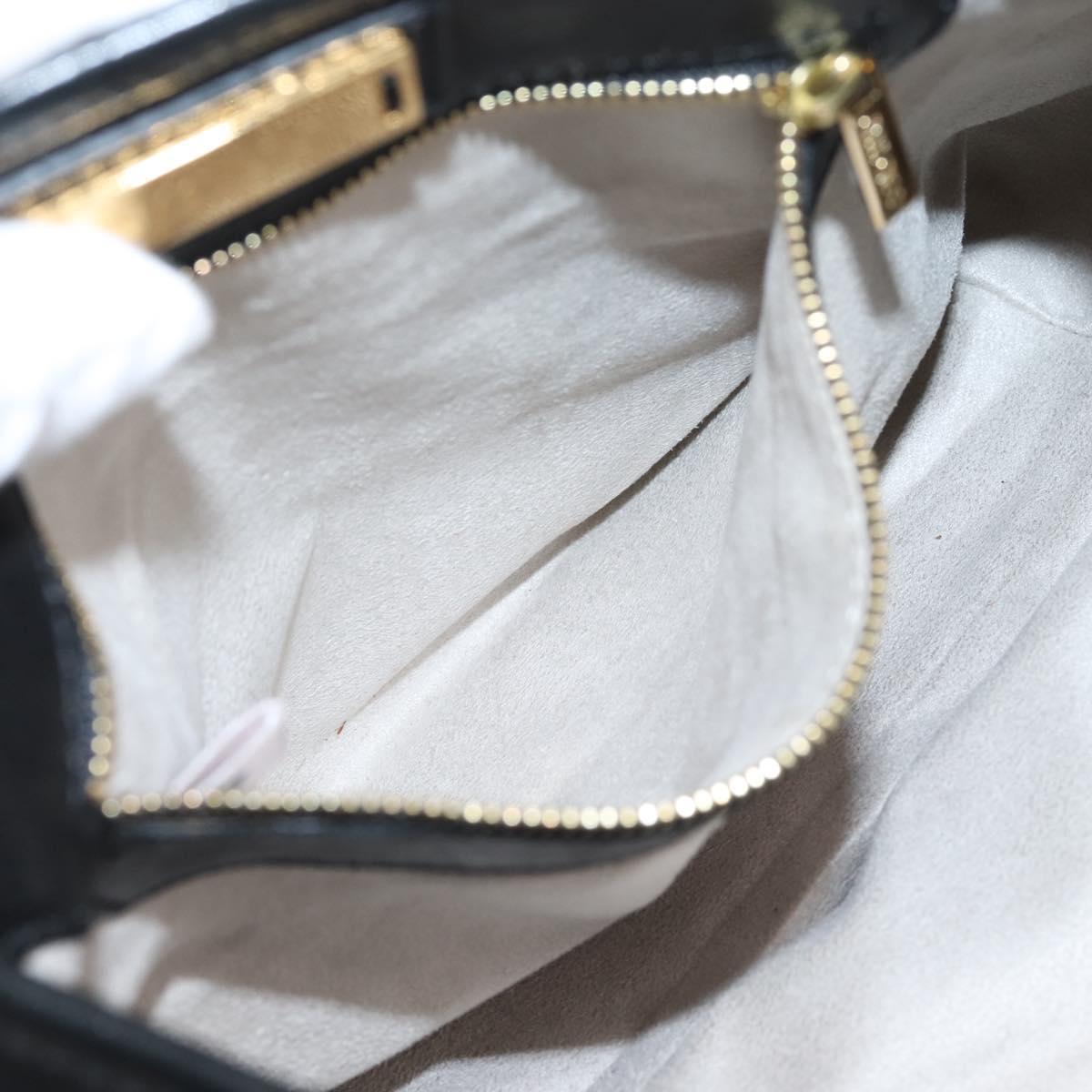 Jimmy Choo Studs Tote Bag Leather Black Gold Auth bs37502
