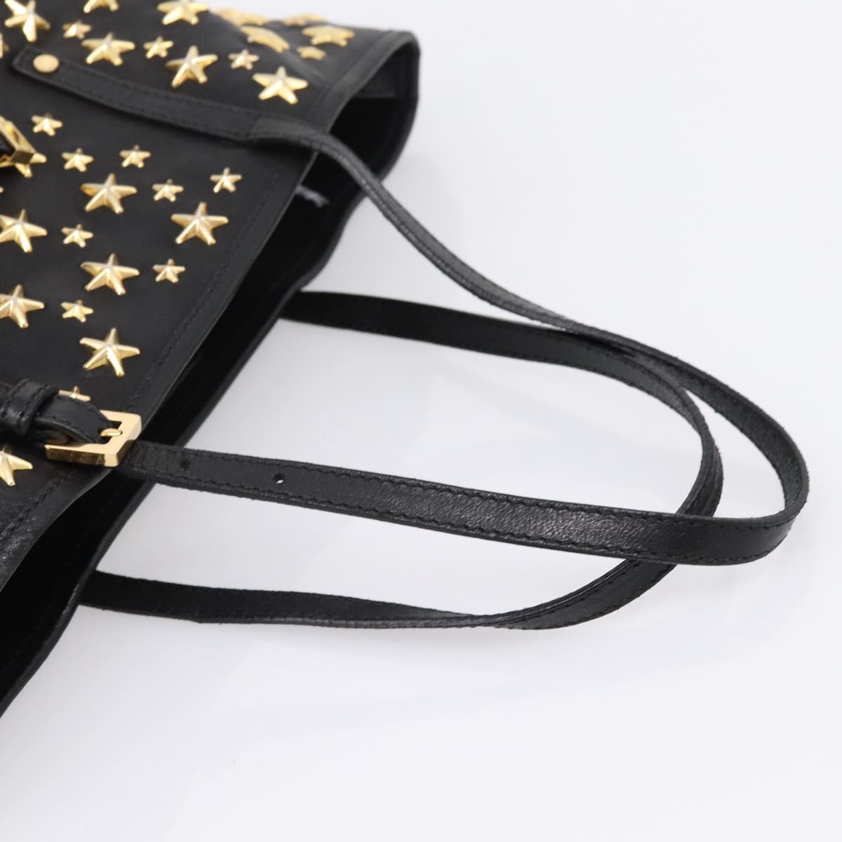 Jimmy Choo Studs Tote Bag Leather Black Gold Auth bs37502