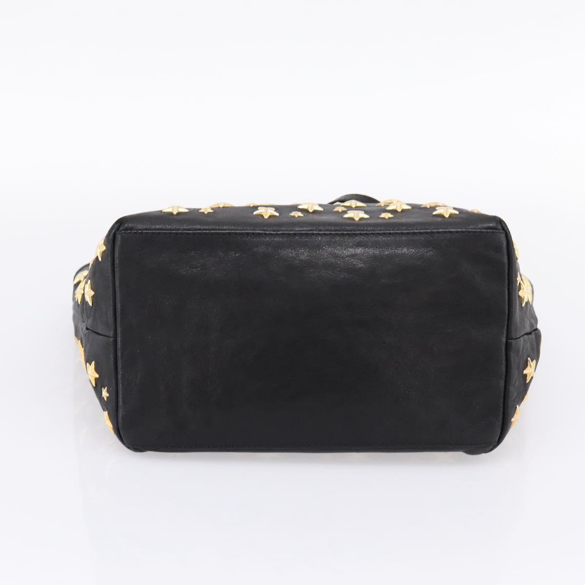 Jimmy Choo Studs Tote Bag Leather Black Gold Auth bs37502