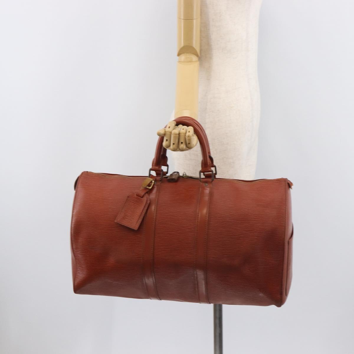 LOUIS VUITTON Epi Keepall 45 Boston Bag Brown M42978 LV Auth bs37508