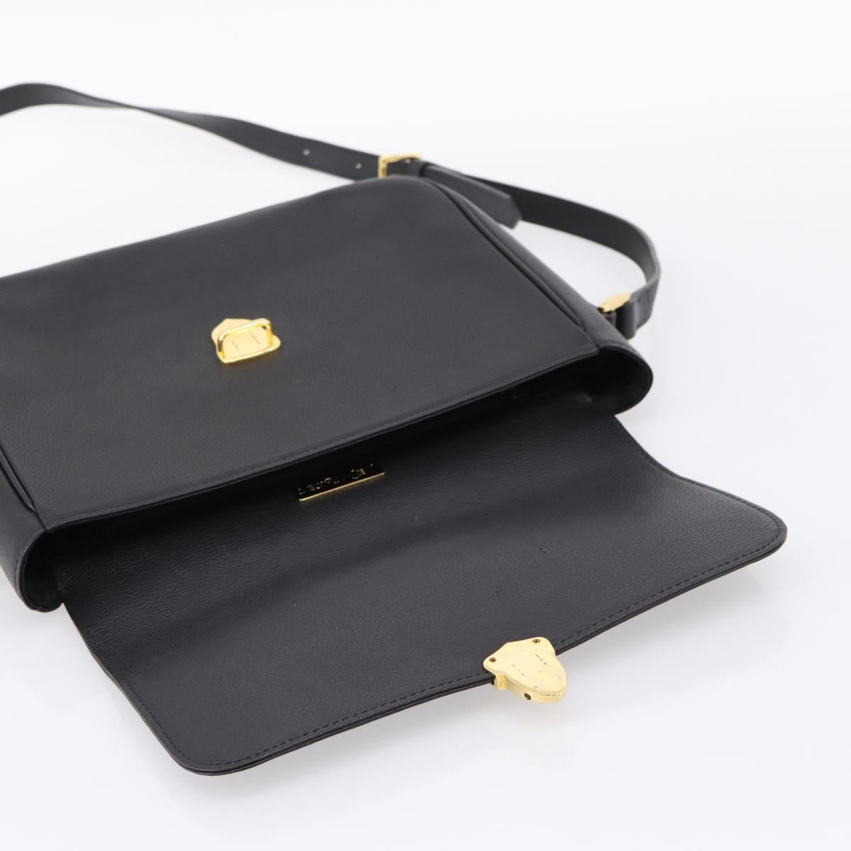 Saint Laurent Shoulder Bag Leather Black Gold Auth bs37510A
