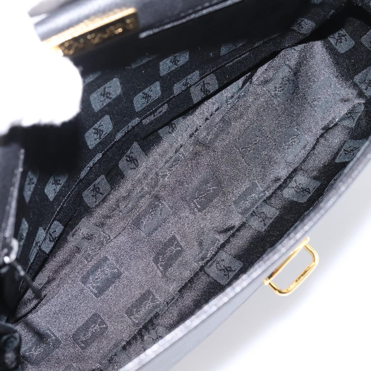 Saint Laurent Shoulder Bag Leather Black Gold Auth bs37510A