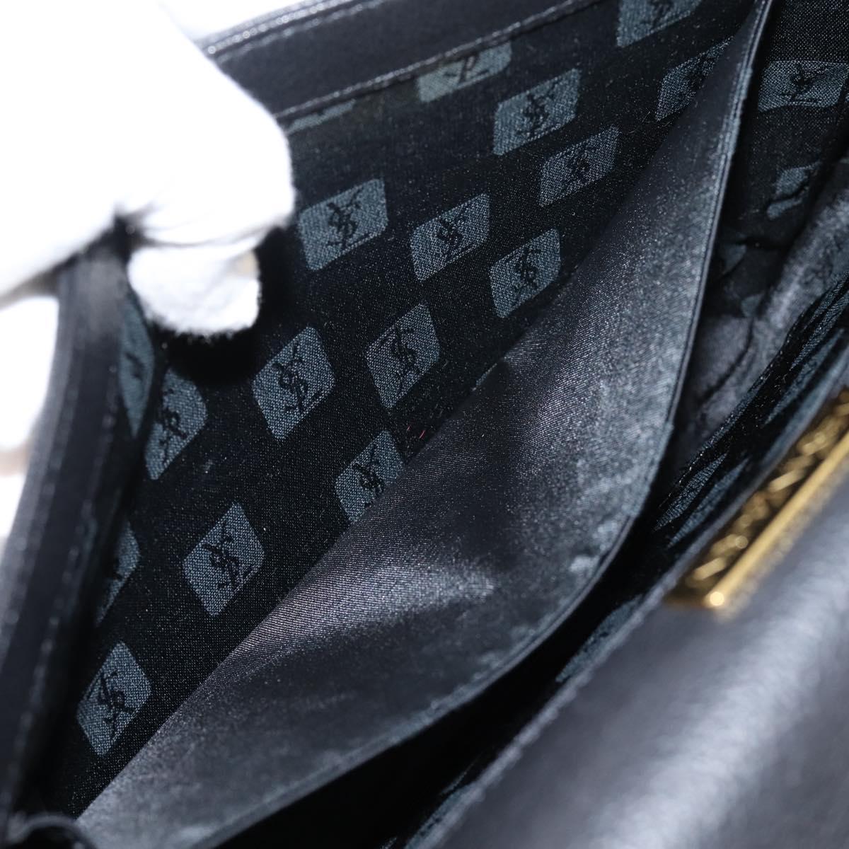 Saint Laurent Shoulder Bag Leather Black Gold Auth bs37510A