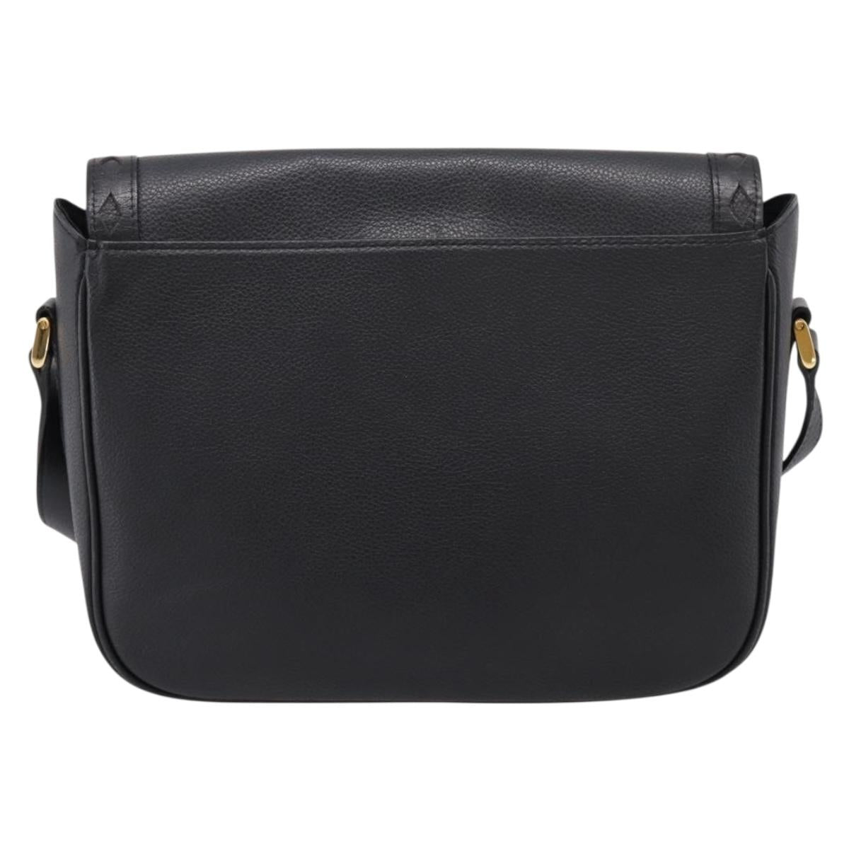 Saint Laurent Shoulder Bag Leather Black Gold Auth bs37510A