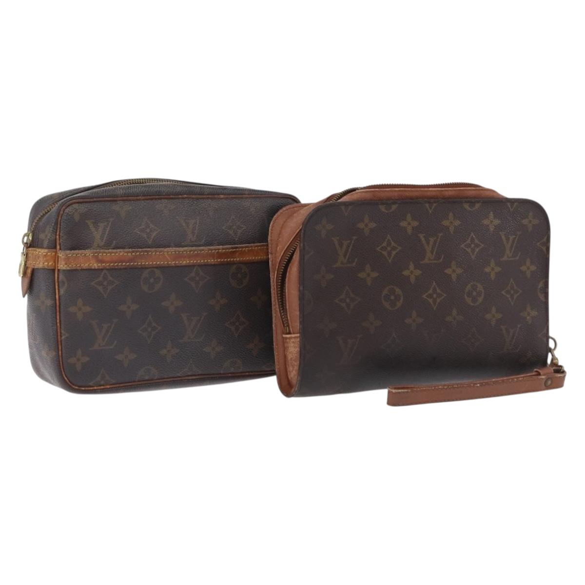 LOUIS VUITTON Monogram Clutch Bag 2 Set LV Auth bs37522