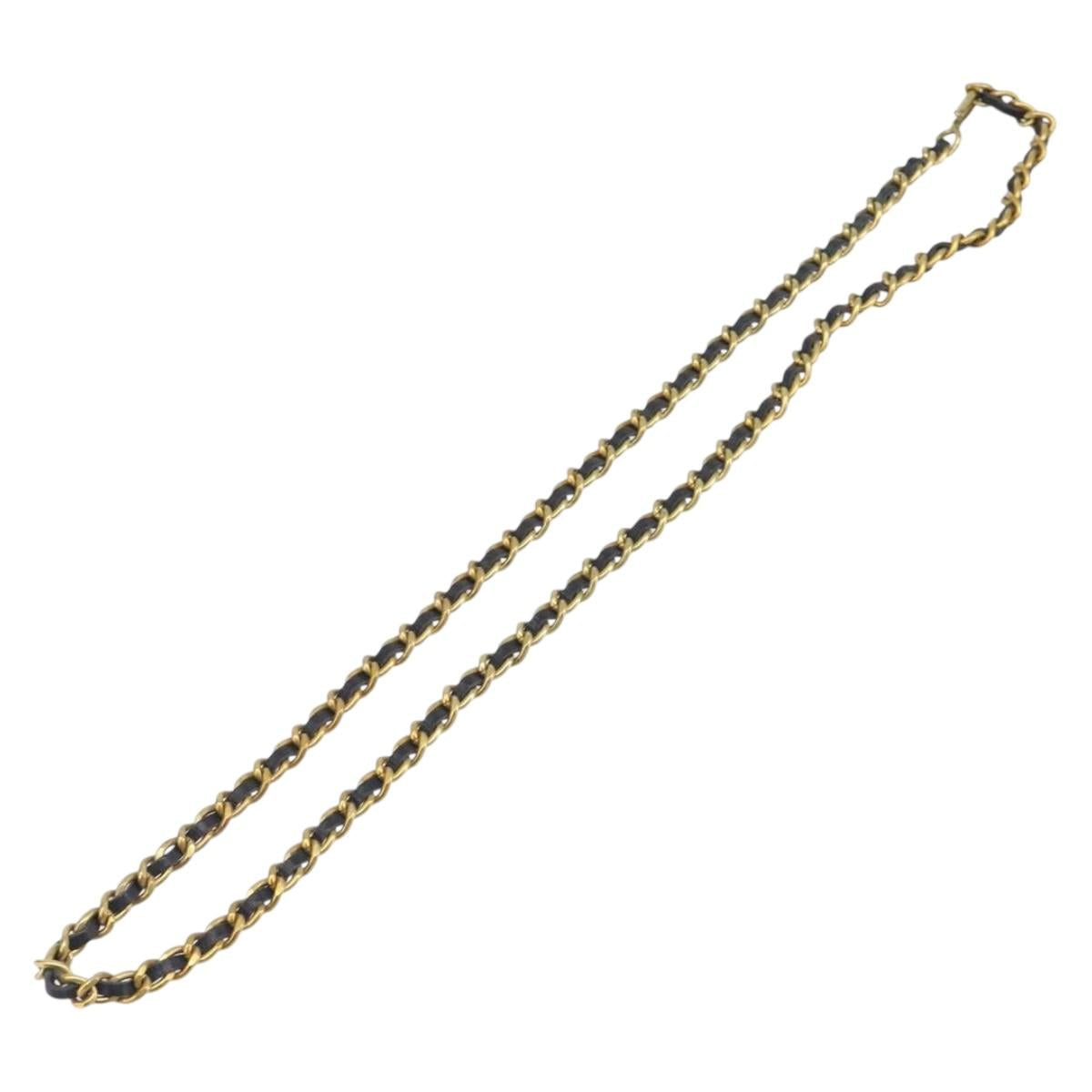 CHANEL Necklace Metal Gold Tone CC Auth bs37528