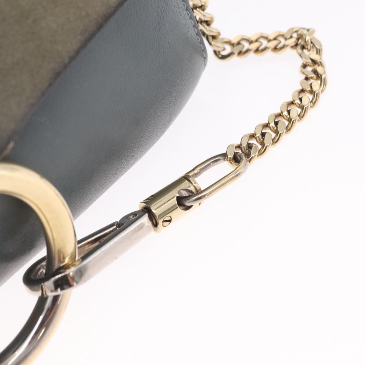 Chloe Fay Shoulder Bag Leather Suede Gray Gold Auth bs37545
