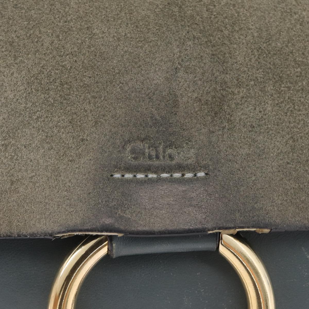 Chloe Fay Shoulder Bag Leather Suede Gray Gold Auth bs37545