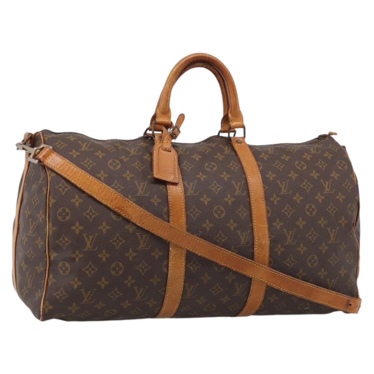 LOUIS VUITTON Monogram Keepall Bandouliere 50 Boston Bag M41416 LV Auth bs37555