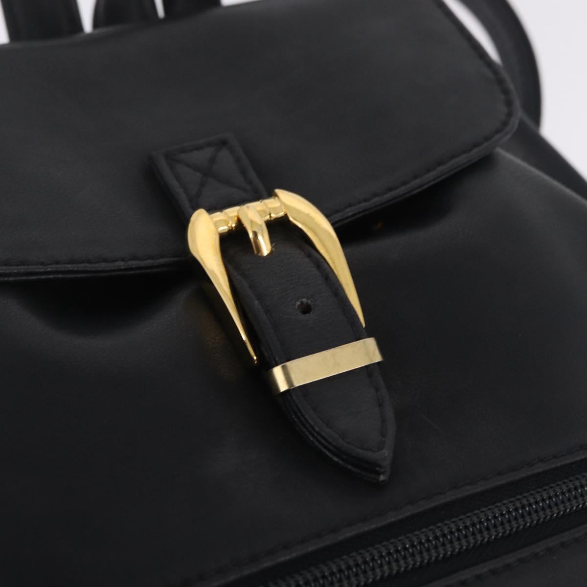 Gianni Versace Backpack Leather Black Gold Auth bs37561