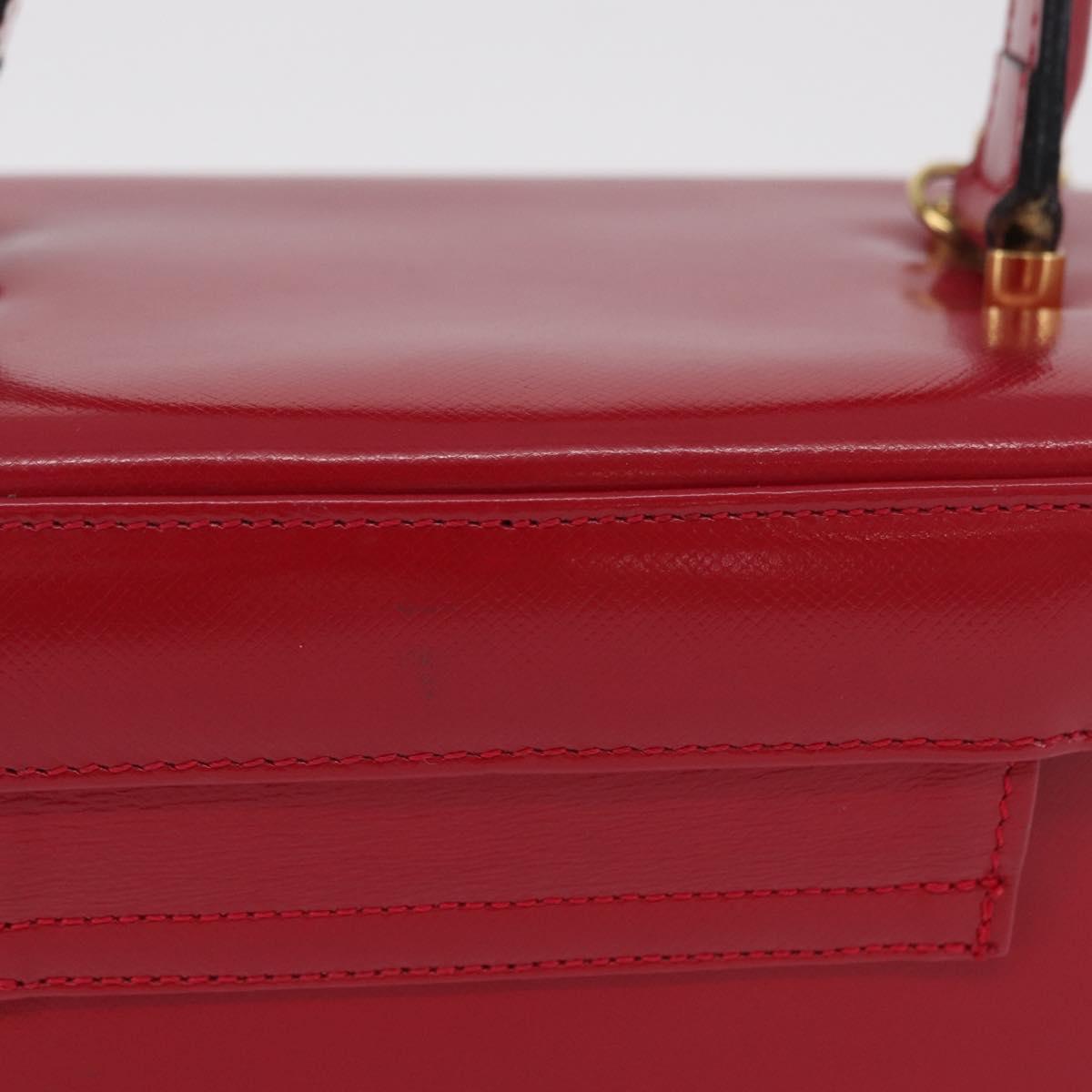 Gianni Versace Vanity Hand Bag Leather Red Gold Auth bs37566A