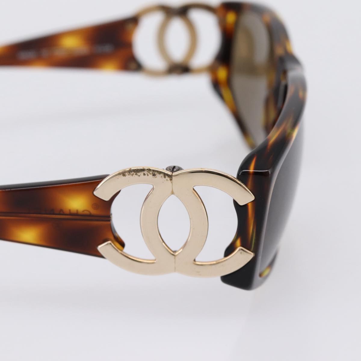 CHANEL Sunglasses plastic Brown CC Auth bs37570