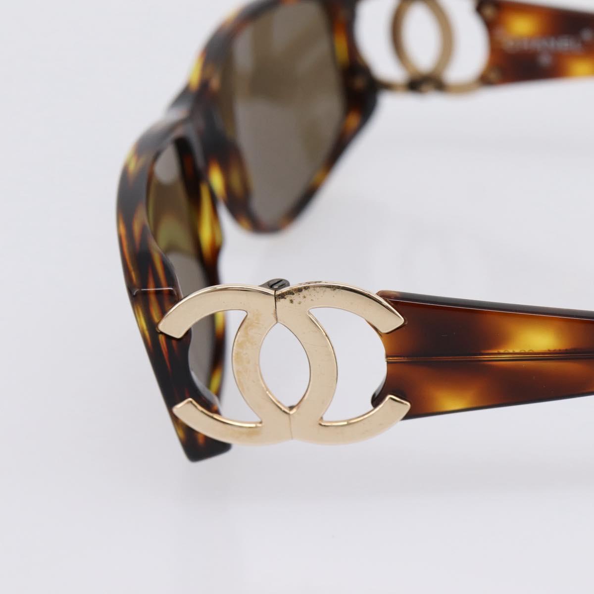 CHANEL Sunglasses plastic Brown CC Auth bs37570