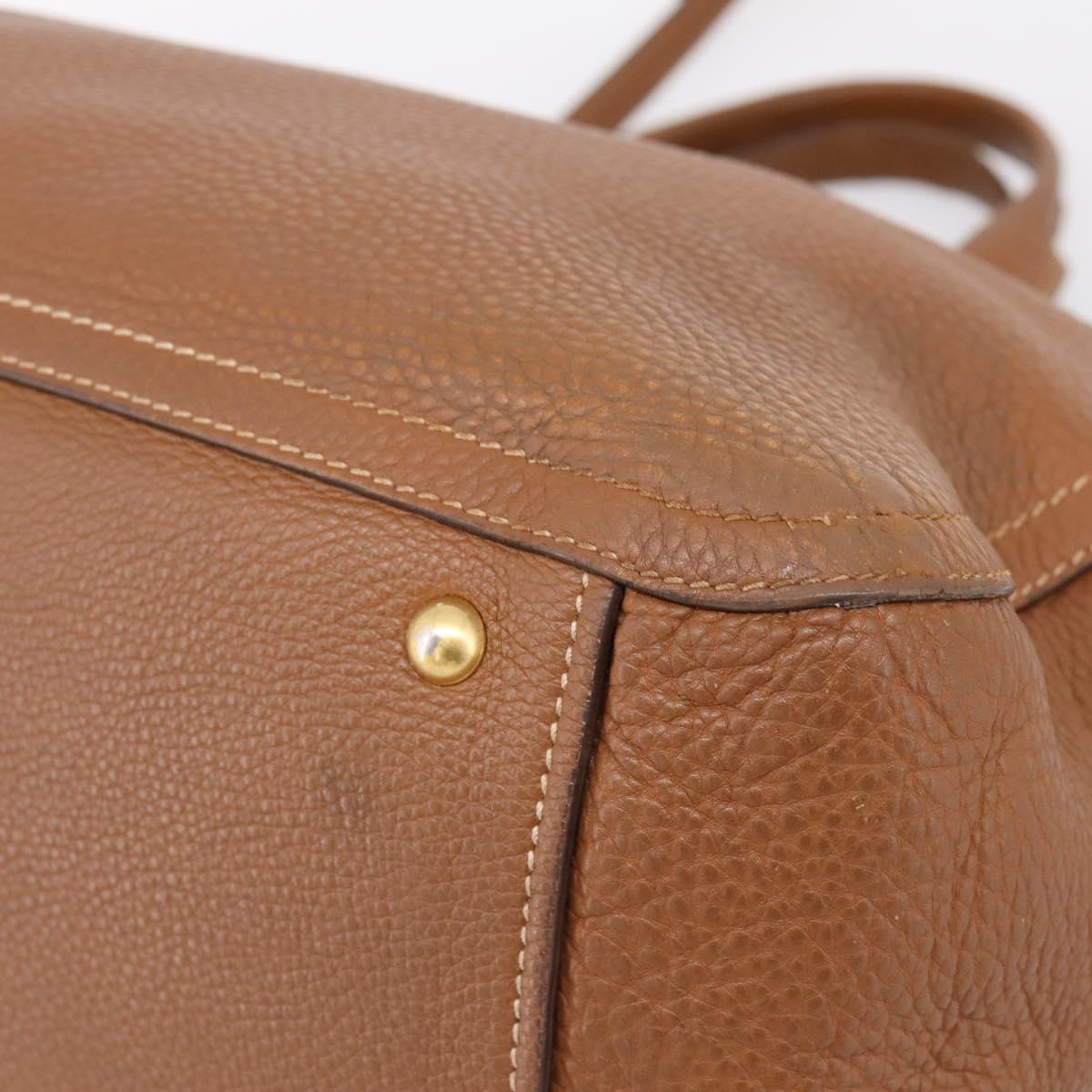 Miu Miu Hand Bag Leather 2way Brown Gold Auth bs37575
