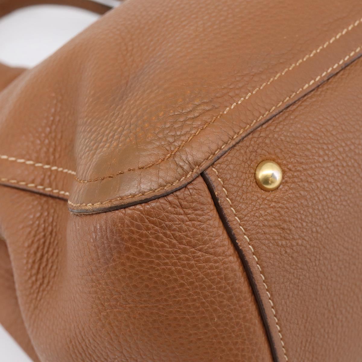 Miu Miu Hand Bag Leather 2way Brown Gold Auth bs37575