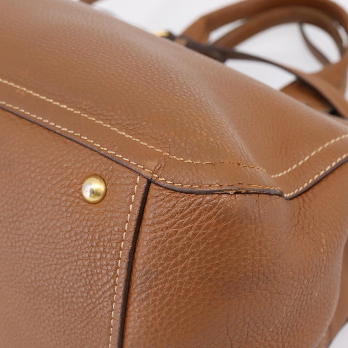 Miu Miu Hand Bag Leather 2way Brown Gold Auth bs37575