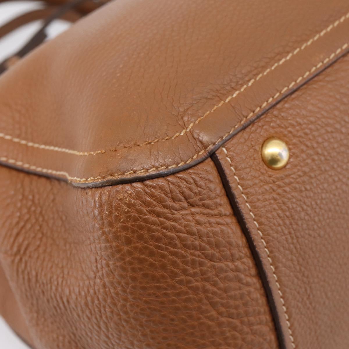 Miu Miu Hand Bag Leather 2way Brown Gold Auth bs37575
